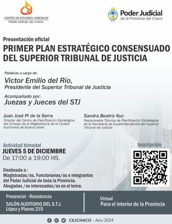 Histórico en el Chaco: Presentarán plan estratégico consensuado del Superior Tribunal de Justicia