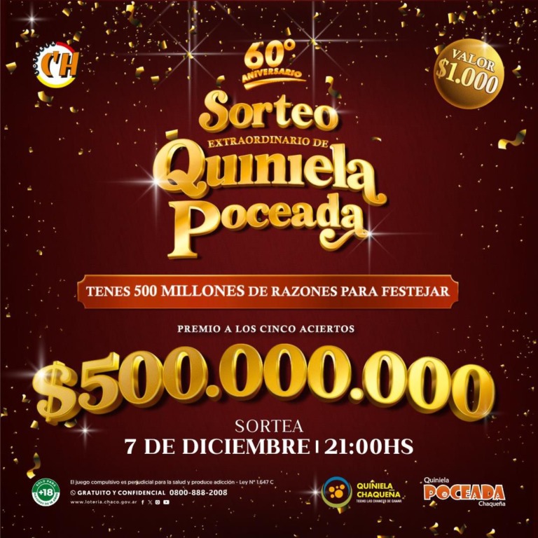 Gran expectativa por el sorteo extraordinario de la Poceada que pone en juego 500 millones